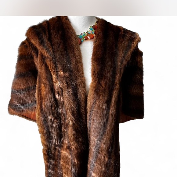 GRAFS FINE FURS Elegant Brown n Blk arm straps Satin Lined 1950s style Vintage - Picture 2 of 15